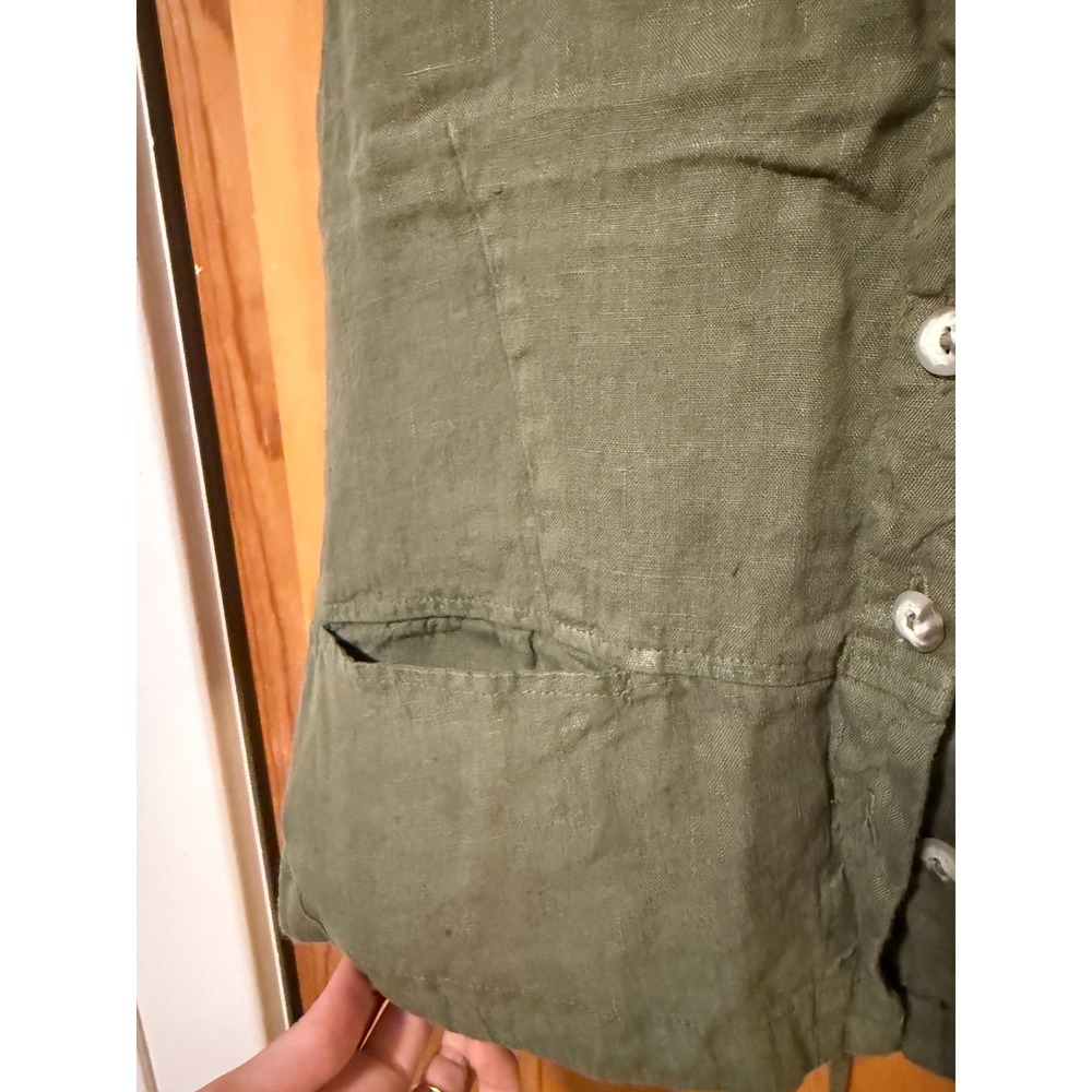 Cut Loose Womens Olive Green 100% Linen Button Front Cinch Back Vest Size M USA - Picture 6 of 9